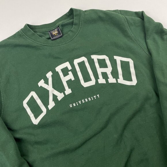 Oxford University Sweatshirt Men’s S Green Crewneck Pullover Spellout - Picture 1 of 10